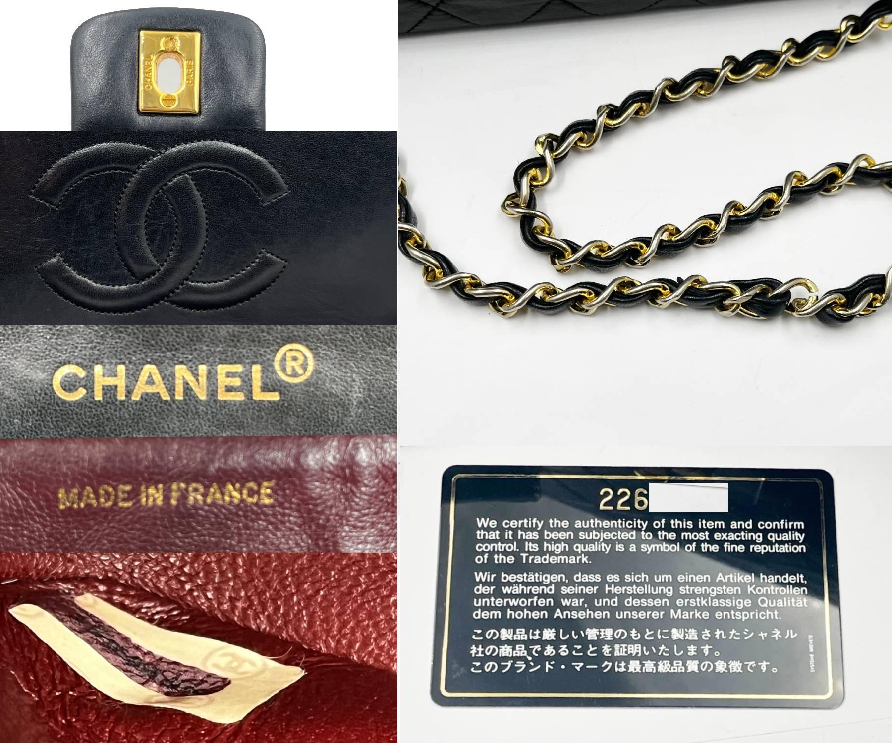 Chanel - Rare ensemble de sacs à bandoulière à rabat classique et portefeuille noir vintage  en vente 2