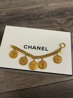 CHANEL Vintage Rare Gold Coins Charm Bracelet