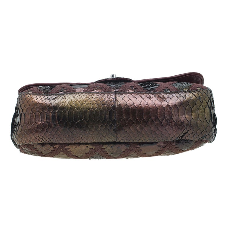 Chanel Vintage Rare Handbag Clutch Exotic Tote & Metallic Bronze Hobo Flap Bag For Sale 1
