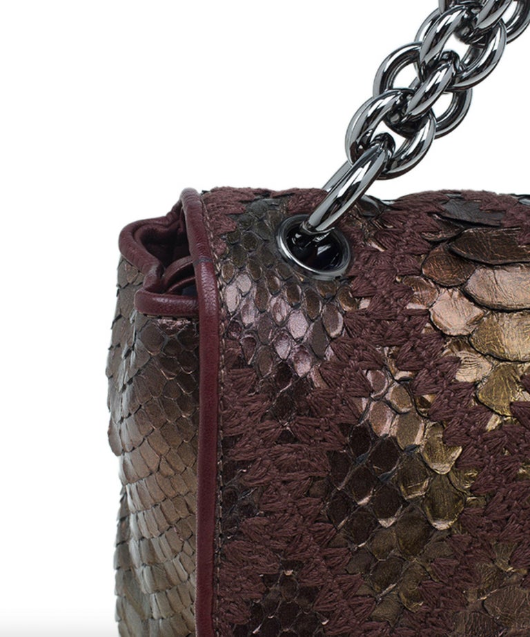 Chanel Vintage Rare Handbag Clutch Exotic Tote & Metallic Bronze Hobo Flap Bag For Sale 2