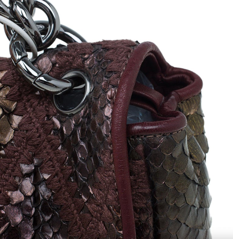 Chanel Vintage Rare Handbag Clutch Exotic Tote & Metallic Bronze Hobo Flap Bag For Sale 4
