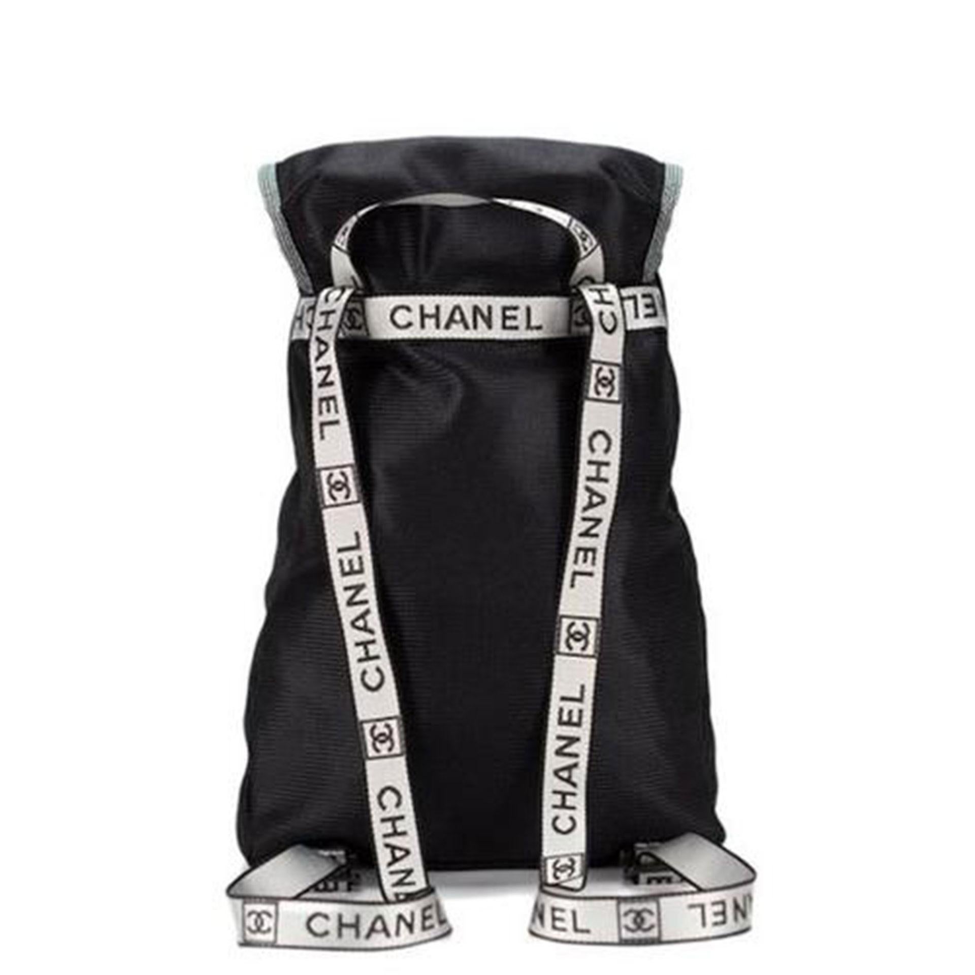 Chanel Vintage Rare Mini Mesh Sport Gym Black Microfiber Nylon Backpack For Sale 3