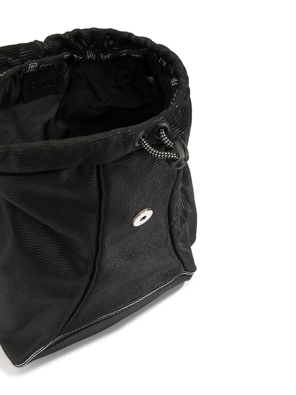 Chanel Vintage Rare Mini Mesh Sport Gym Black Microfiber Nylon Backpack For Sale 2