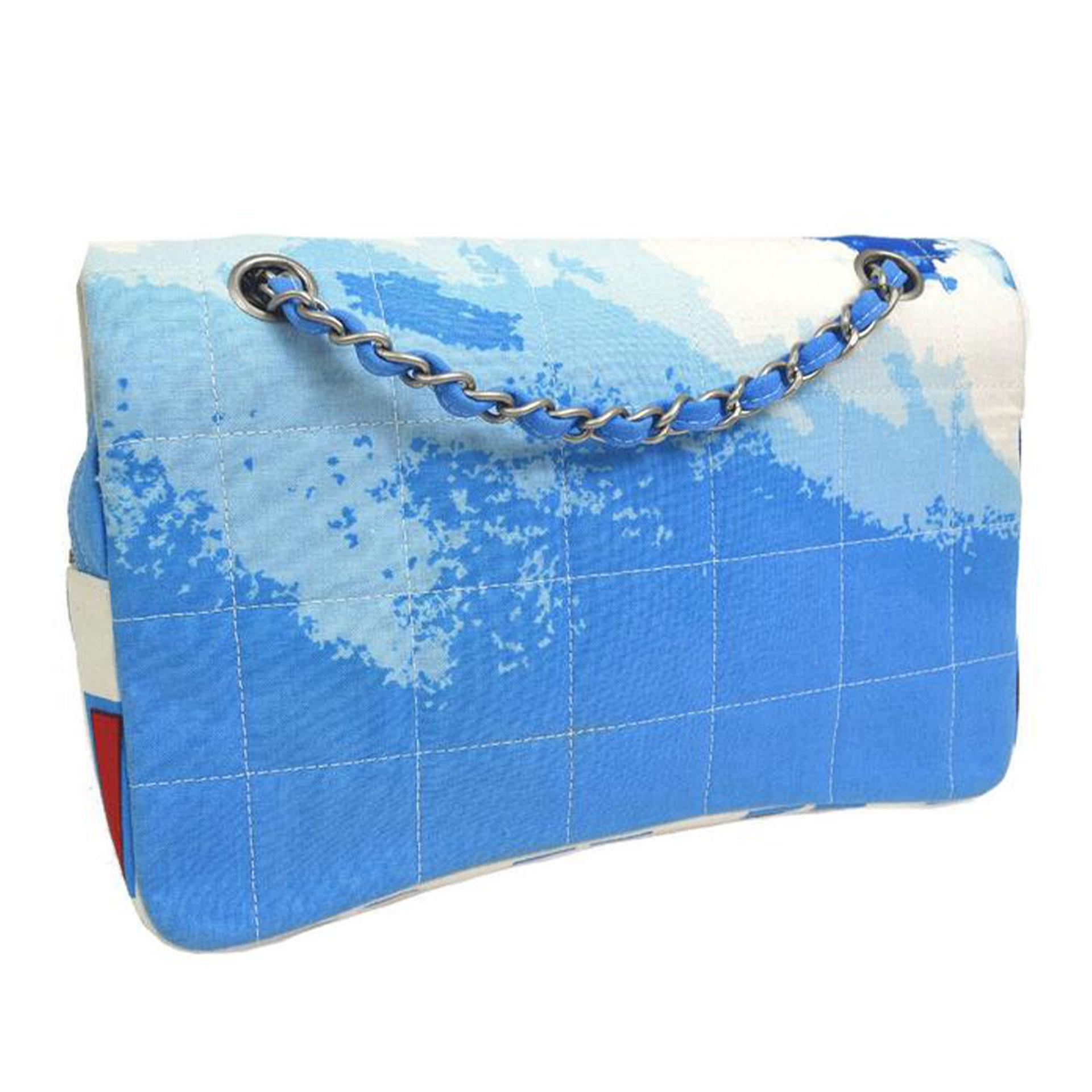  Chanel - Sac à bandoulière vintage rare Surf Sport bleu blanc rouge en toile, 2001 Unisexe en vente