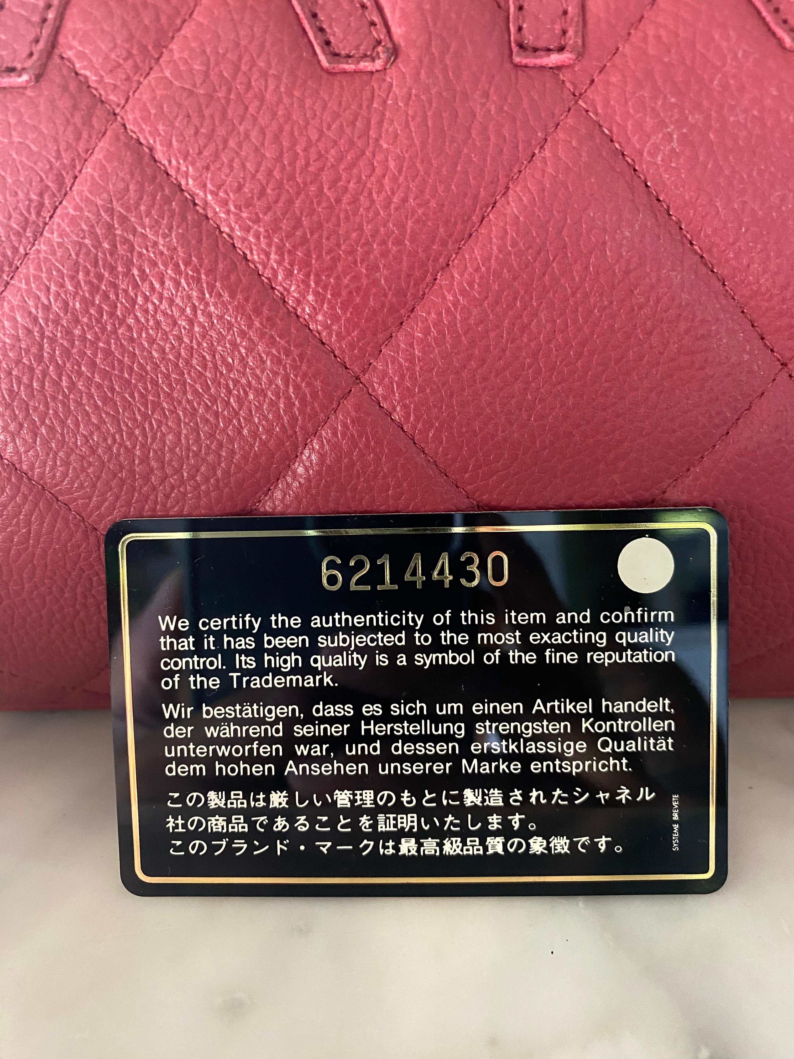 Chanel Rare Vintage Raspberry Pink Caviar Weekender Travel Duffle Shopper Bag For Sale 11