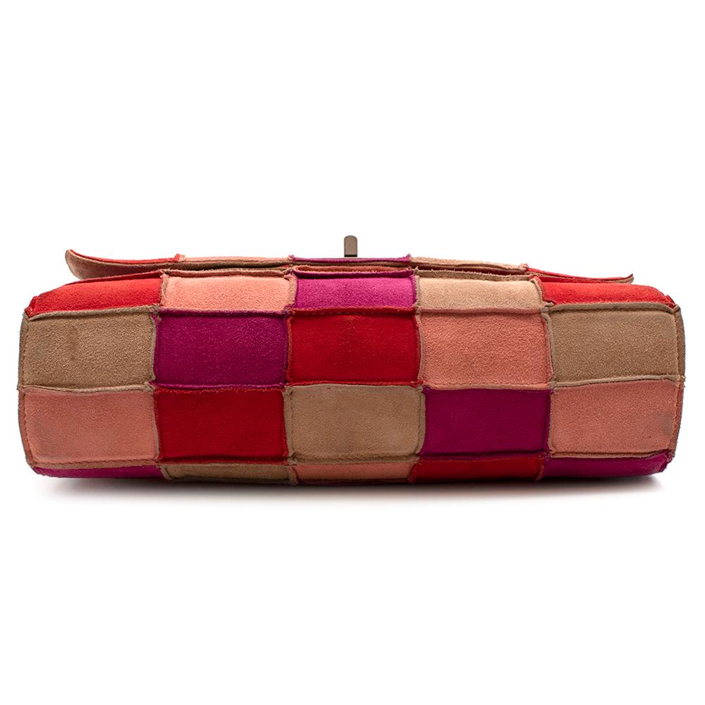 Women's or Men's Chanel Vintage Red and Pink Suede Reissue Patchwork Flap Bag