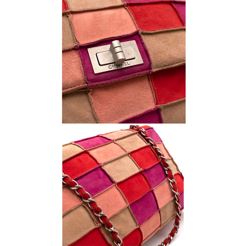 Chanel Vintage Red and Pink Suede Reissue Patchwork Flap Bag 2