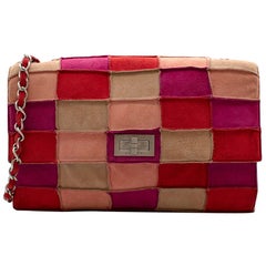 Chanel Vintage Red and Pink Suede Reissue Patchwork Flap Bag