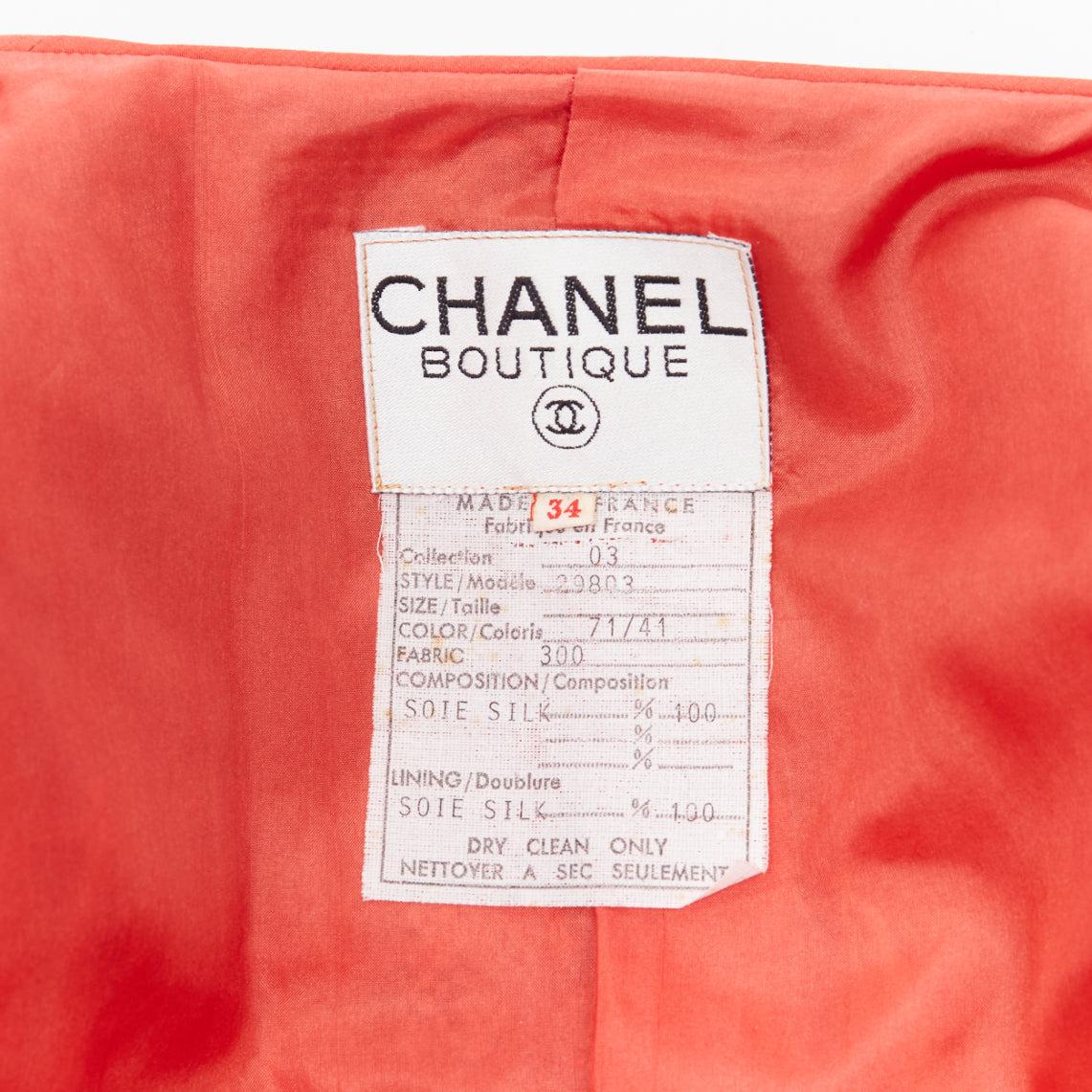 CHANEL Vintage red boucle tweed gold button double breasted blazer jacket FR34 For Sale 5