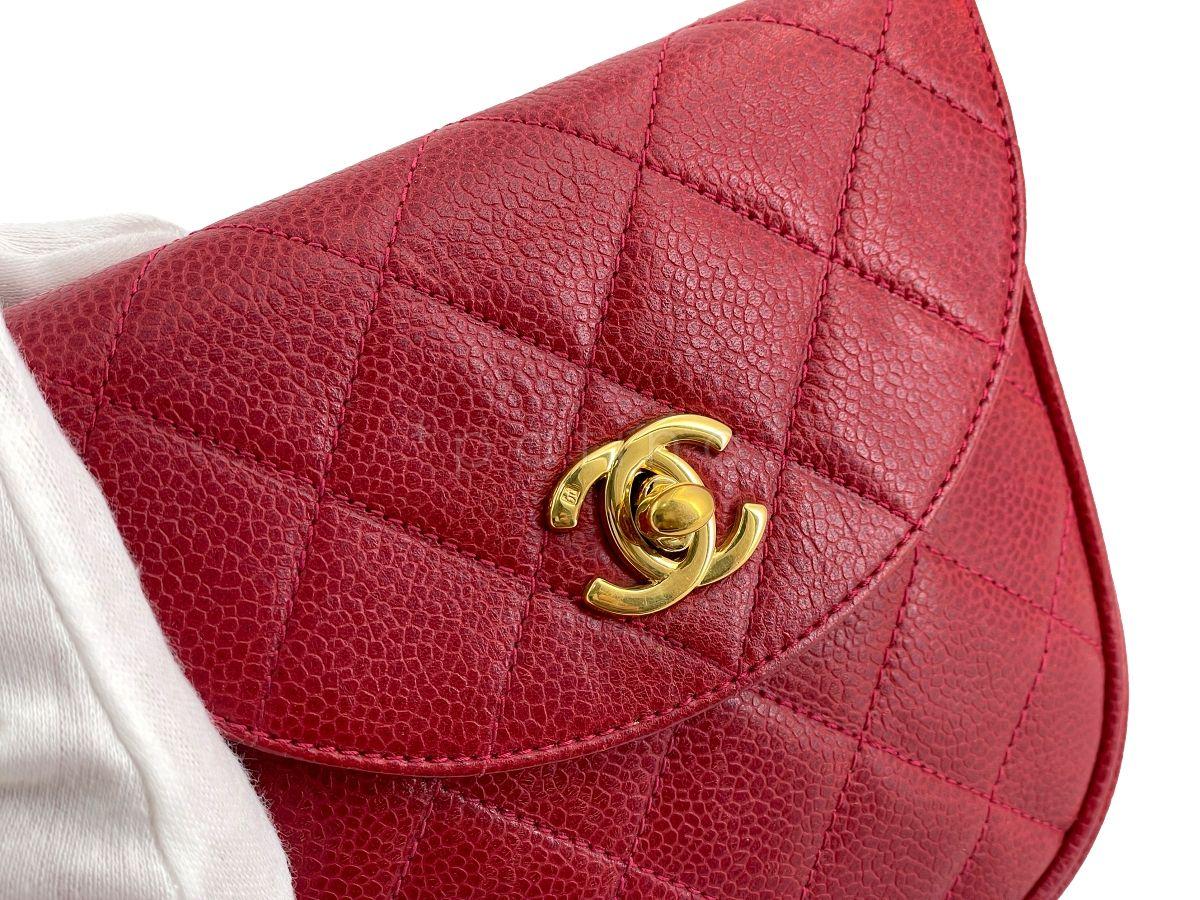 Chanel Vintage Red Caviar Belt Bag Rounded Fanny Pack 64267 3