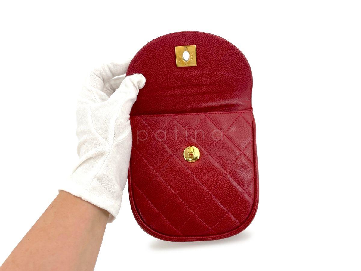 Chanel Vintage Red Caviar Belt Bag Rounded Fanny Pack 64267 4