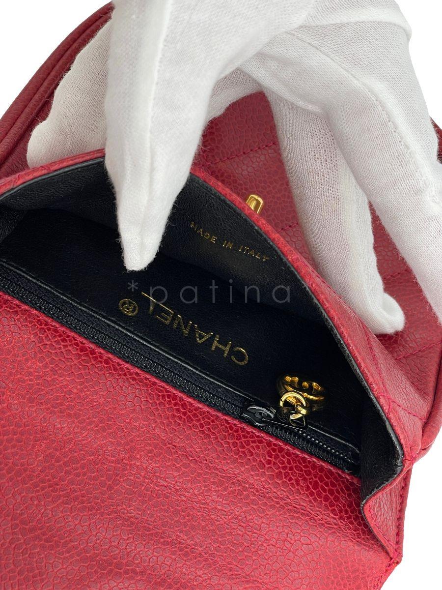 Chanel Vintage Red Caviar Belt Bag Rounded Fanny Pack 64267 6