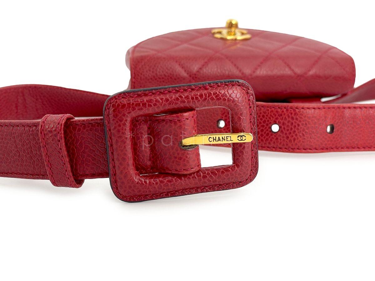 Chanel Vintage Red Caviar Belt Bag Rounded Fanny Pack 64267 10