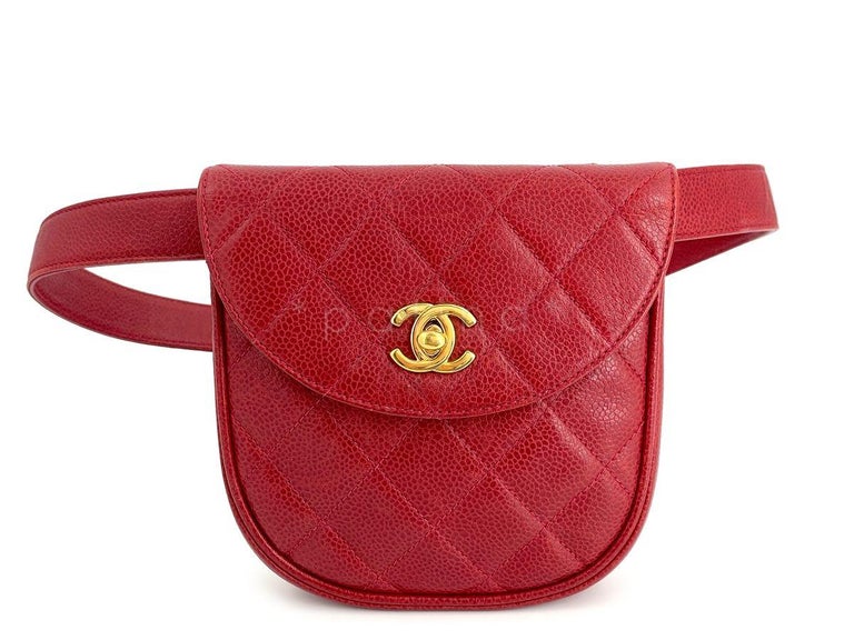 Chanel Vintage Red Caviar Belt Bag Rounded Fanny Pack – Boutique