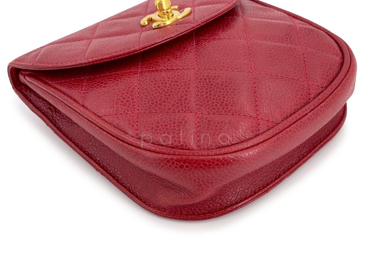 Chanel Vintage Red Caviar Belt Bag Rounded Fanny Pack 64267 2