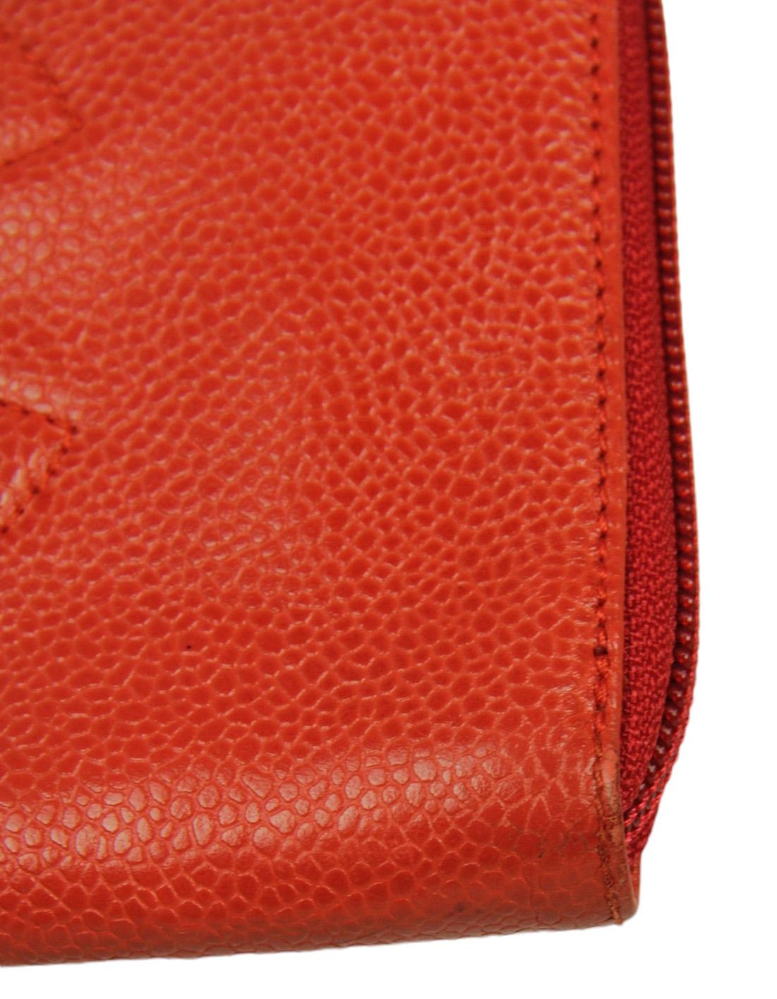 Chanel Vintage Red Caviar Leder Zip um große Timeless Brieftasche im Angebot 5