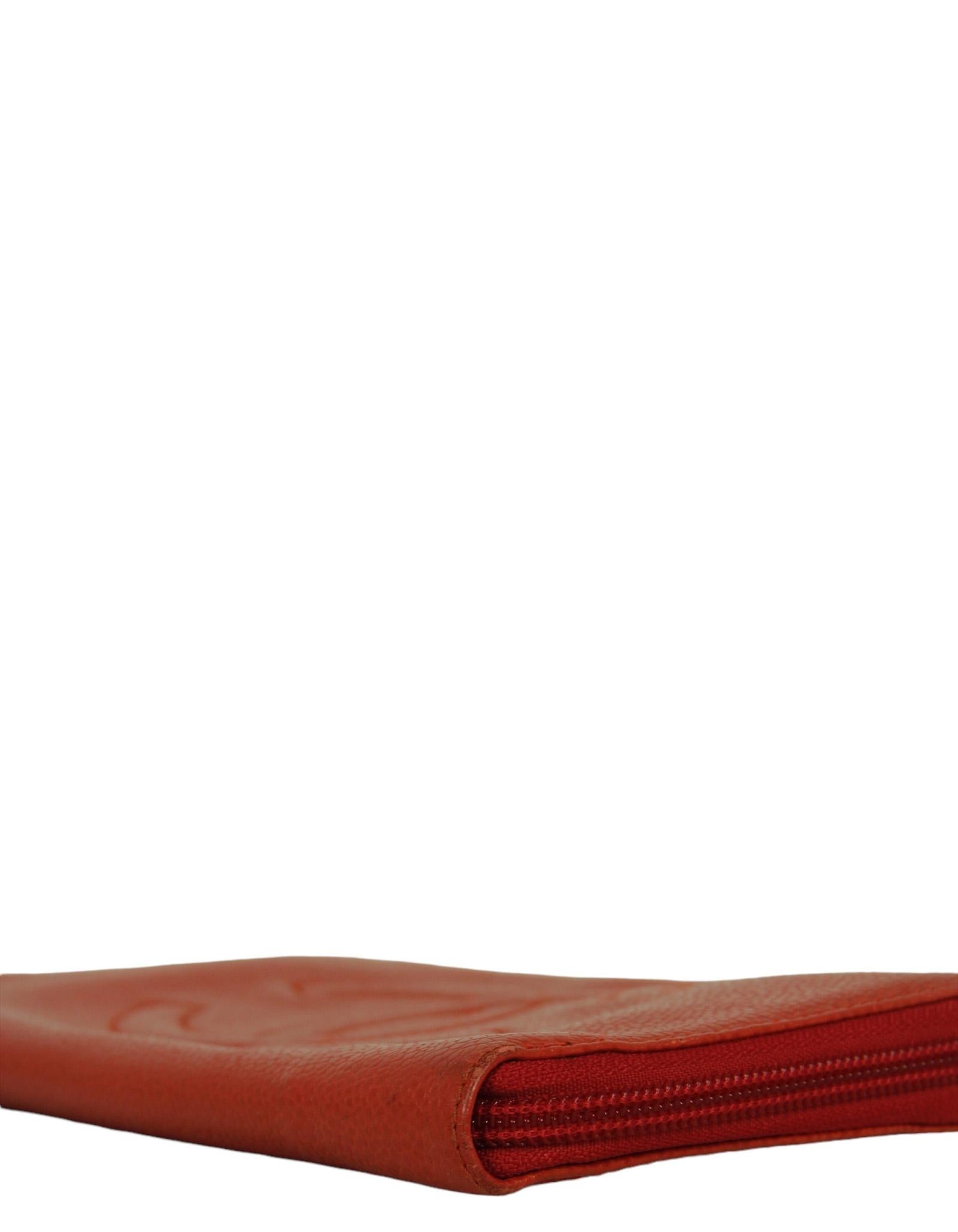 Chanel Vintage Red Caviar Leder Zip um große Timeless Brieftasche (Rot) im Angebot