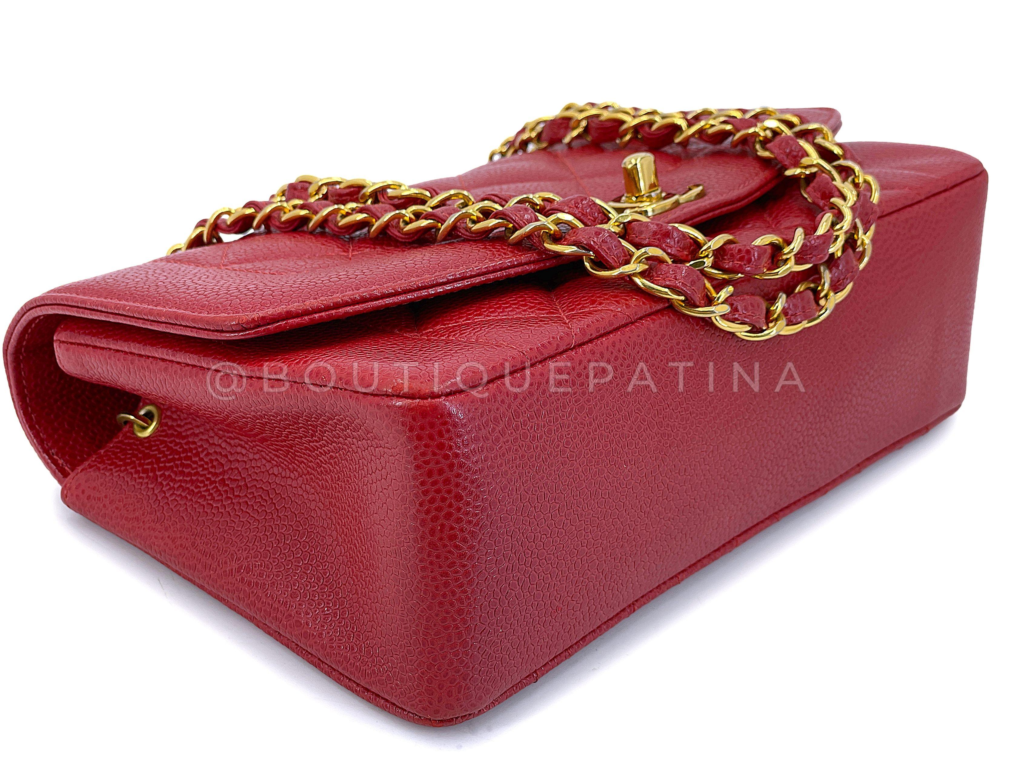 Chanel Vintage Red Caviar Small Diana Flap Bag 24k GHW 67655 For Sale 3