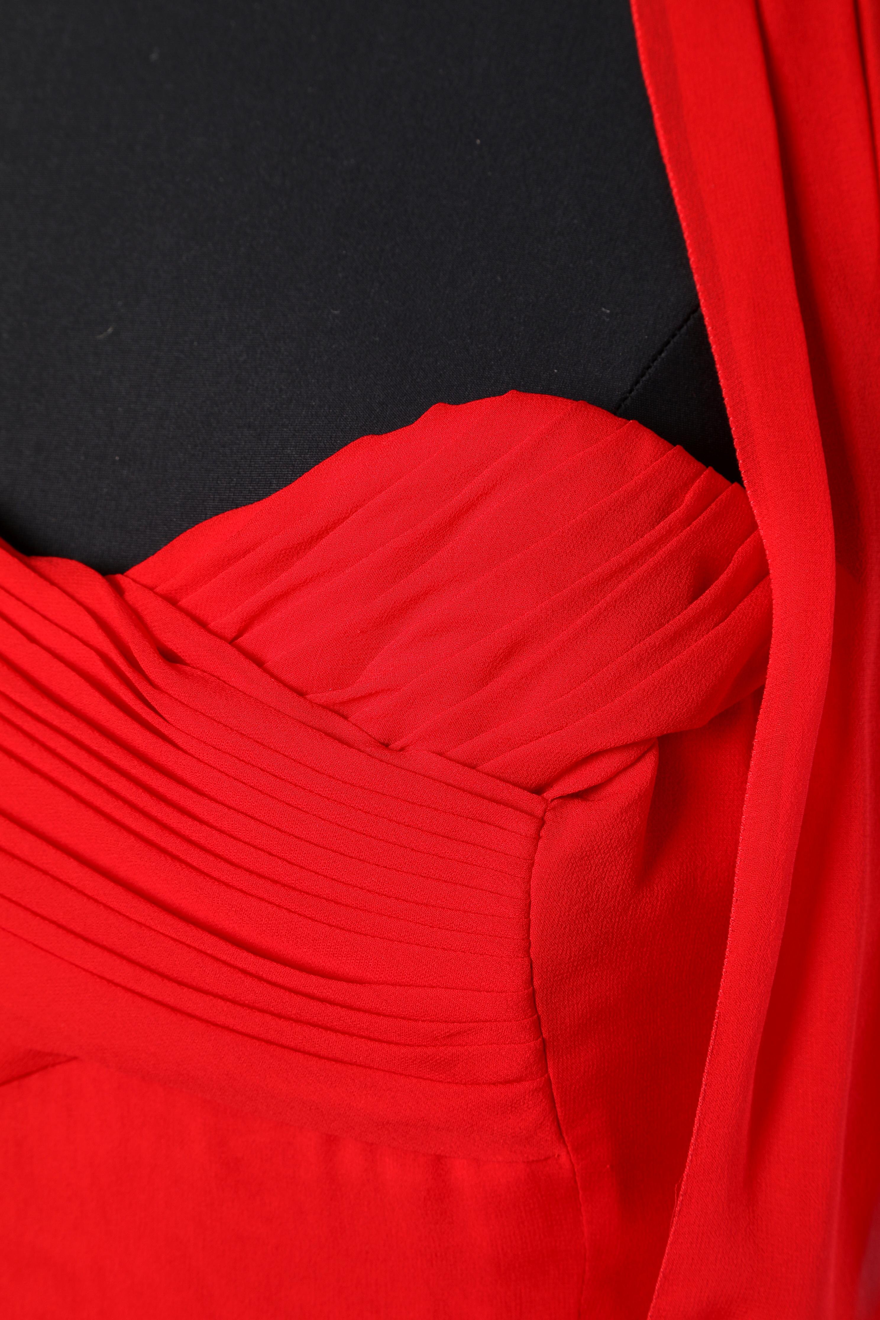 Vintage rot chiffon  Bustier-Cocktailkleid mit Chanel 
