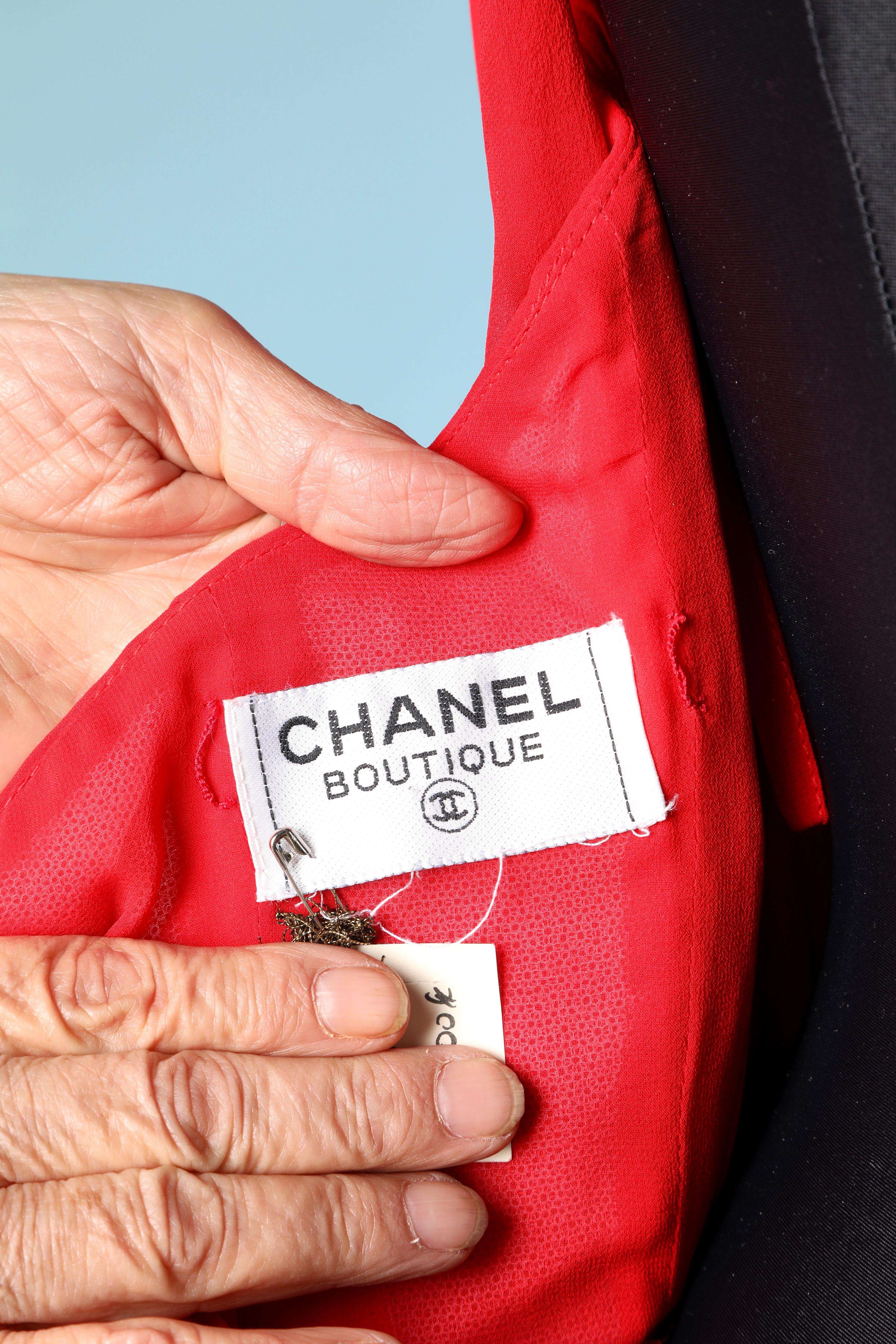 Chanel Jahrgang  Roter Chiffon-Cocktail  Kleid im Angebot 3