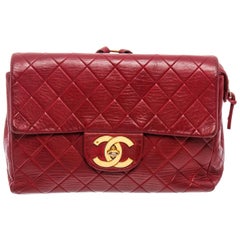 Chanel Vintage Red Lambskin Leather CC Flap Backpack