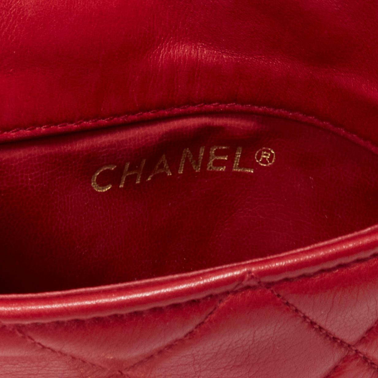 CHANEL Vintage red lambskin matelasse CC turnlock belt bag pouch 4