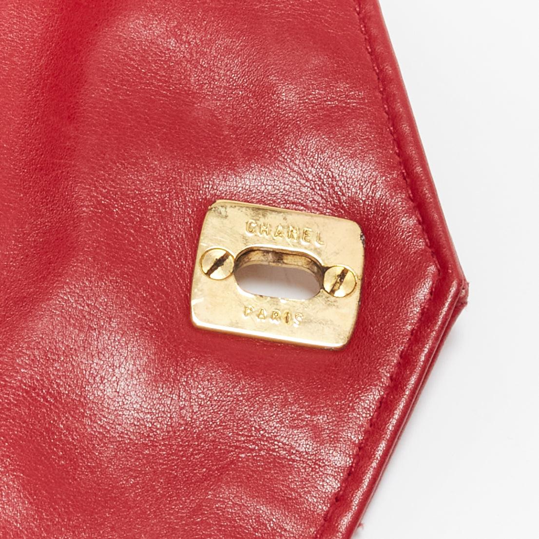 CHANEL Vintage red lambskin matelasse CC turnlock belt bag pouch 5