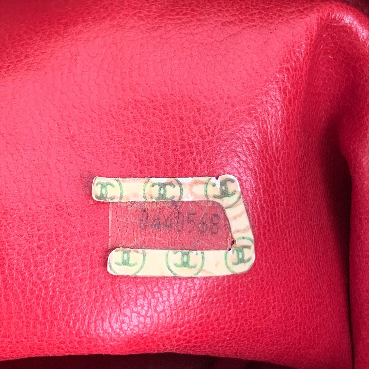 Chanel Vintage Red Leather Bucket Shoulder Bag with Bottom Quilting 7