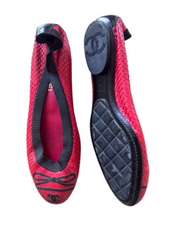 CHANEL Vintage red python l ballet flats 39 , 5 size