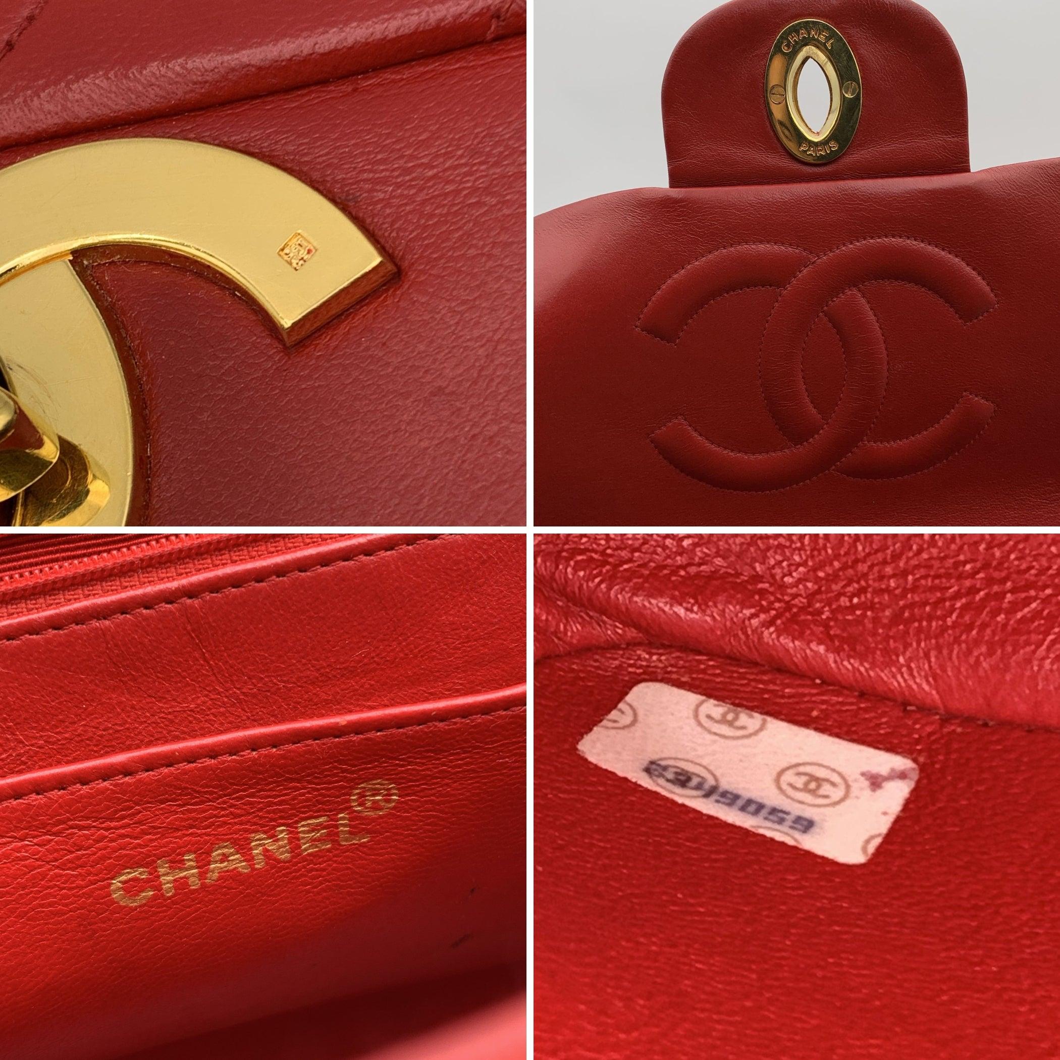 Chanel Vintage Red Quilted Jumbo Classic Flap 2.55 Shoulder Bag 3