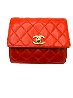Chanel Vintage Red Quilted Lambskin Belt Bag, Karl Lagerfeld Era, Made in Italy