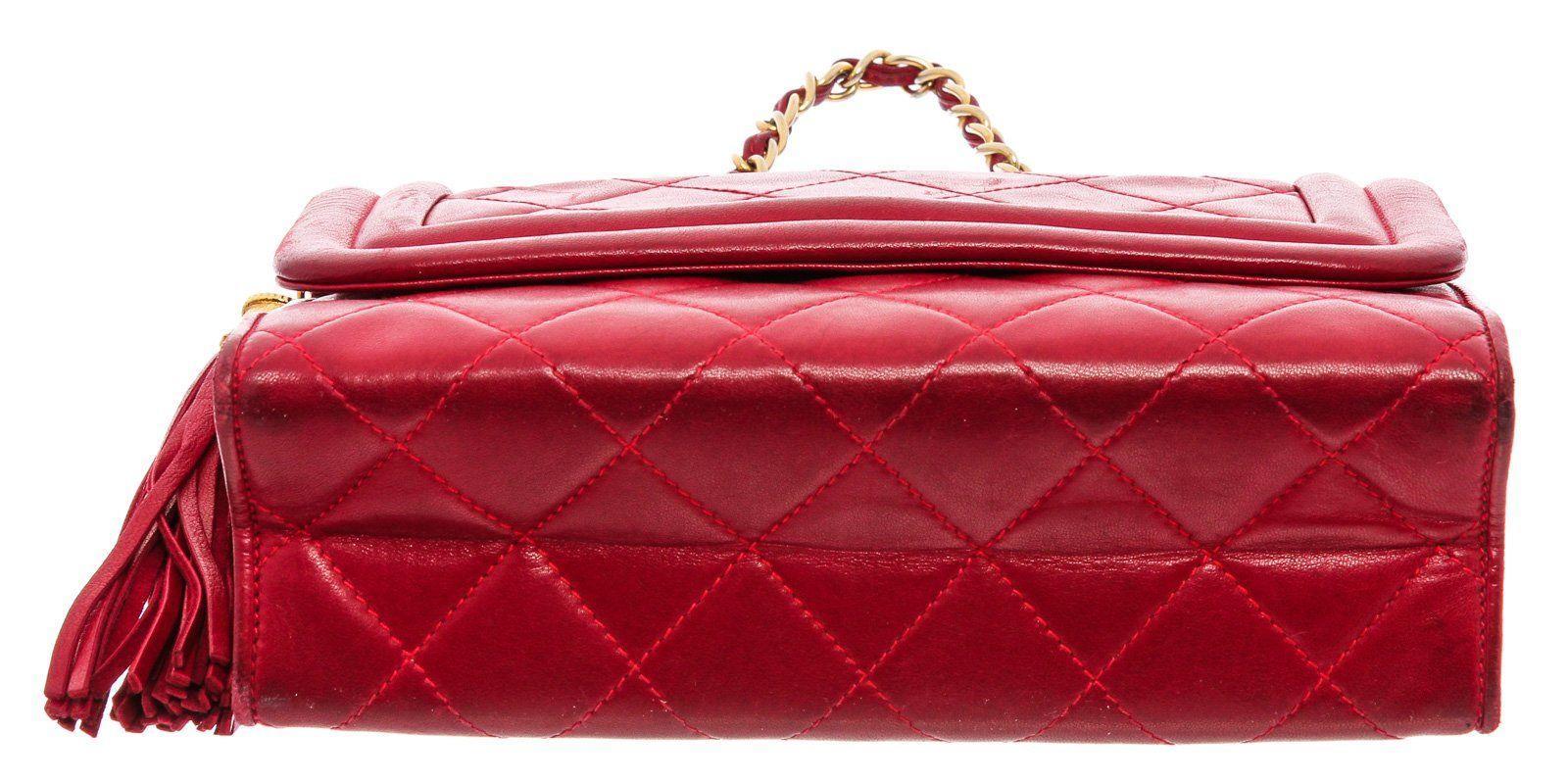 Women's Chanel Vintage Red Quilted Leather Camera Bag