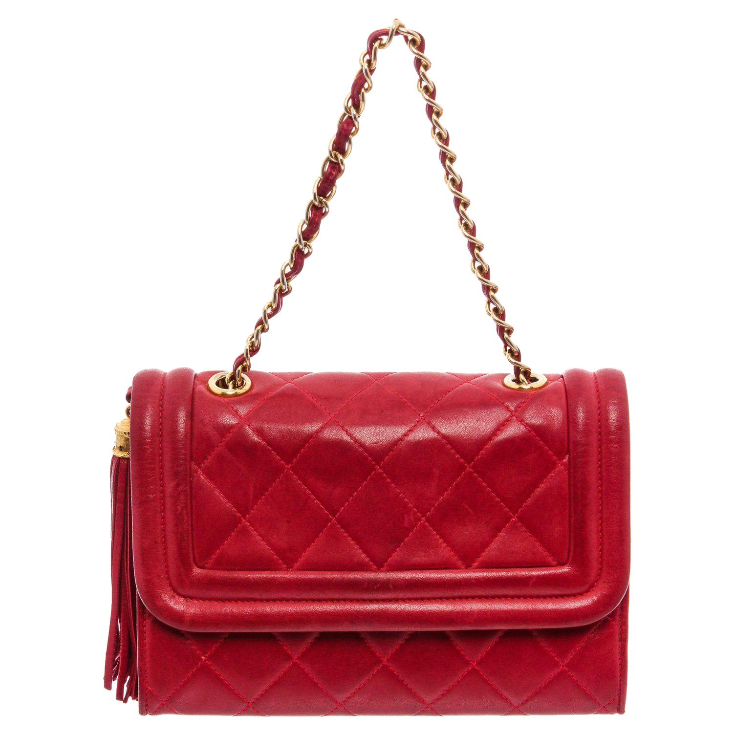 Chanel Vintage Red Quilted Leather Camera Bag
