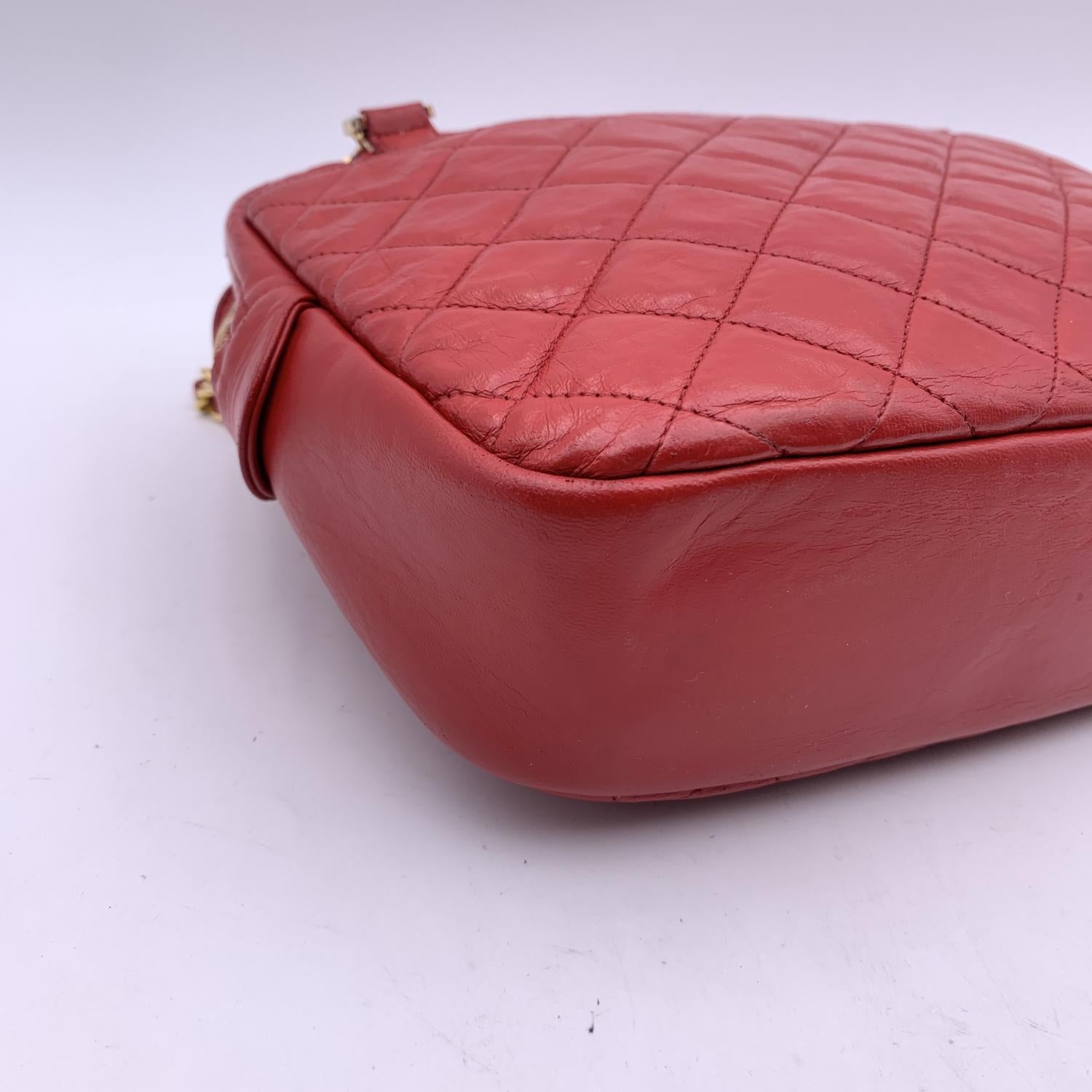Chanel Vintage Red Quilted Leather Camera Shoulder Bag 5