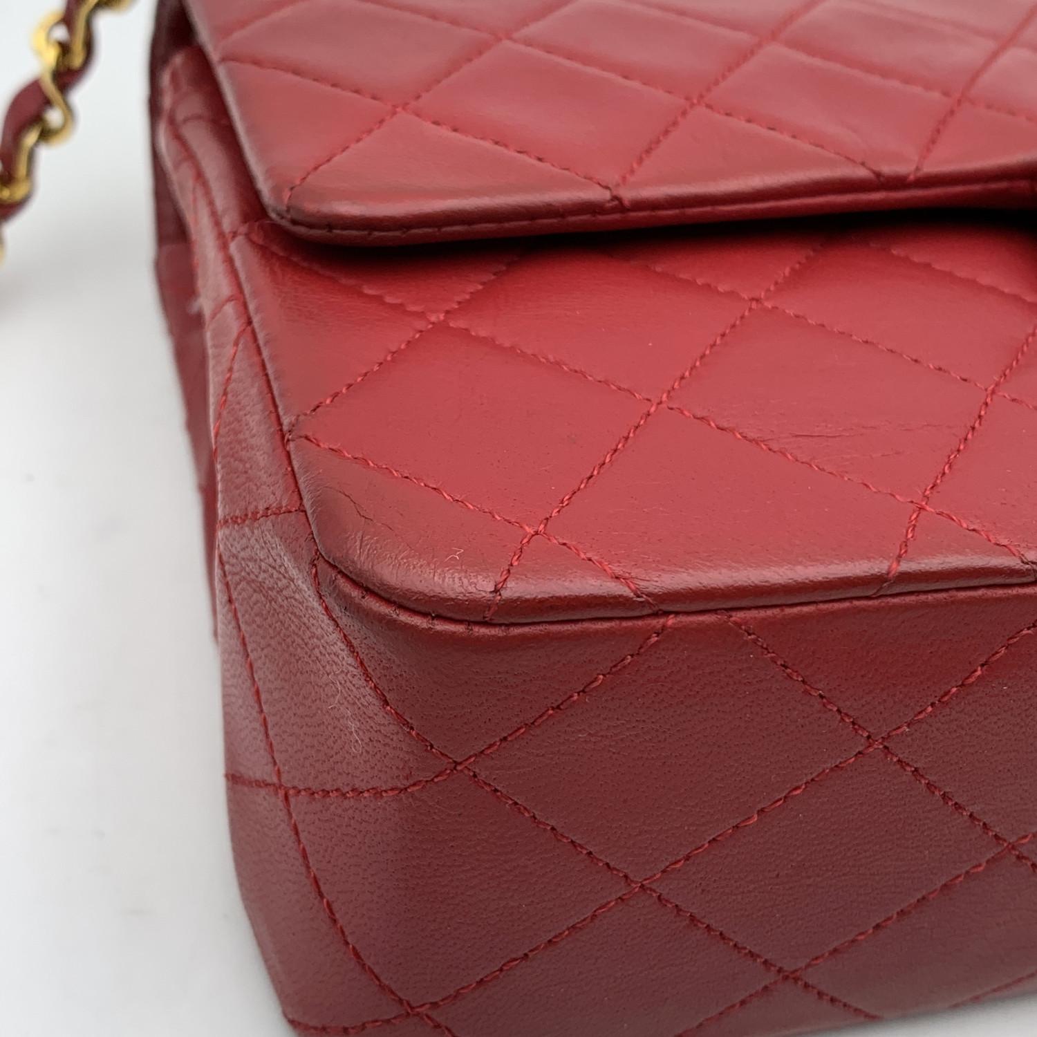 Chanel Vintage Red Quilted Timeless Classic Small 2.55 Bag 23 cm For Sale 6