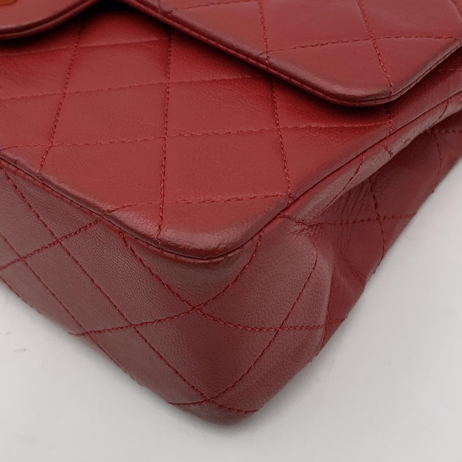 Chanel Vintage Red Quilted Timeless Classic Small 2.55 Bag 23 cm For Sale 7