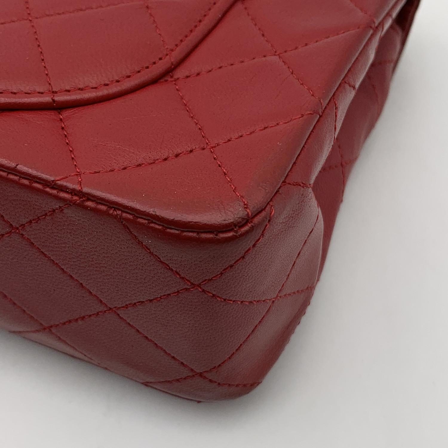 Chanel Vintage Red Quilted Timeless Classic Small 2.55 Bag 23 cm For Sale 8