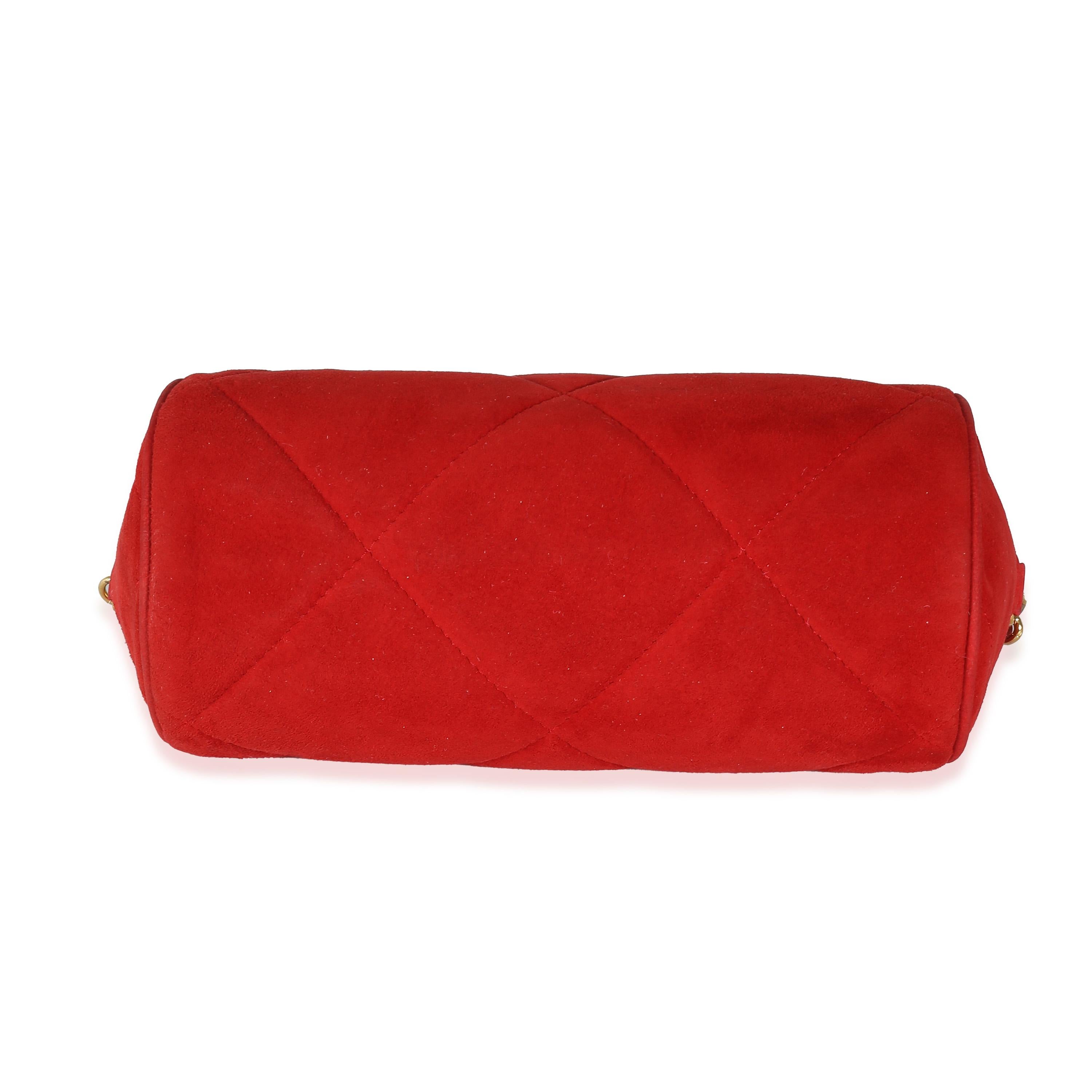 De las mujeres Chanel Vintage Bolsito de ante rojo con borla y puntada de diamante en venta