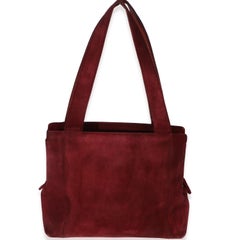 Chanel Vintage Red Suede Logo Small Tote