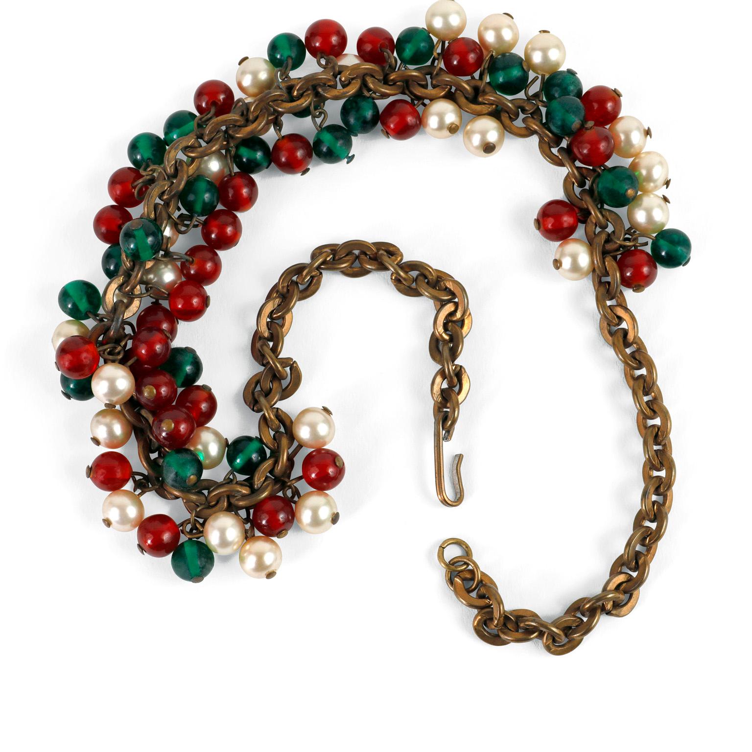 Chanel Vintage Gripoix Choker in Rot, Weiß, Weiß und Grün Damen im Angebot