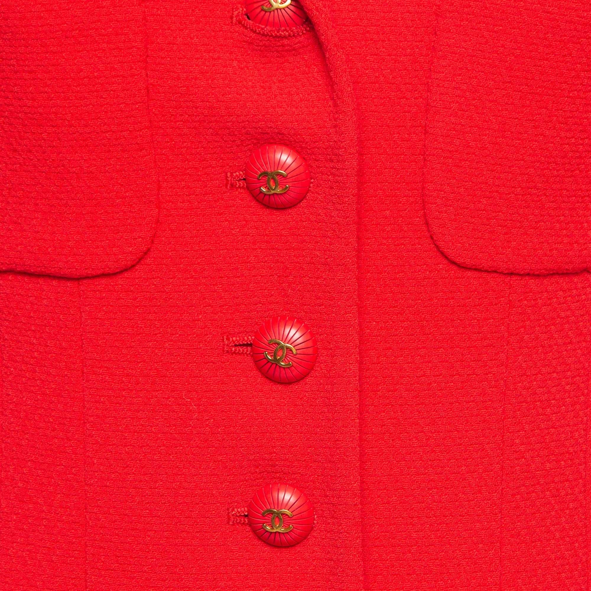 Women's Chanel Vintage Red Wool Tailored Jacket M For Sale