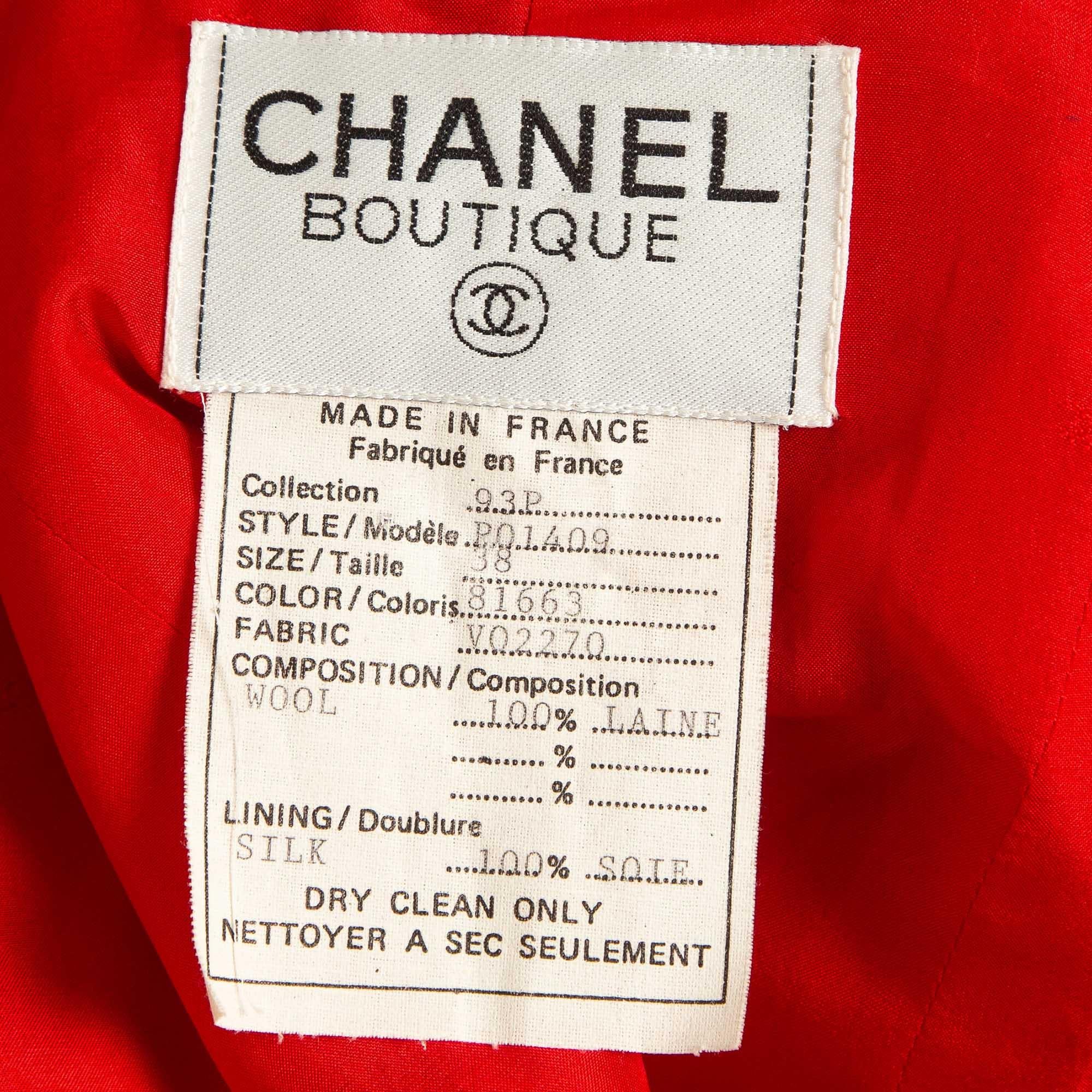 Chanel Vintage Red Wool Tailored Jacket M For Sale 1