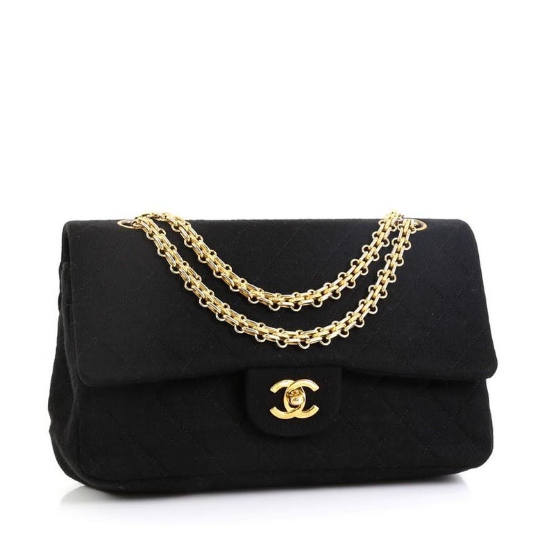 Chanel Vintage Reissue Chain Double Flap Bag Quilted Jersey Medium at ...
