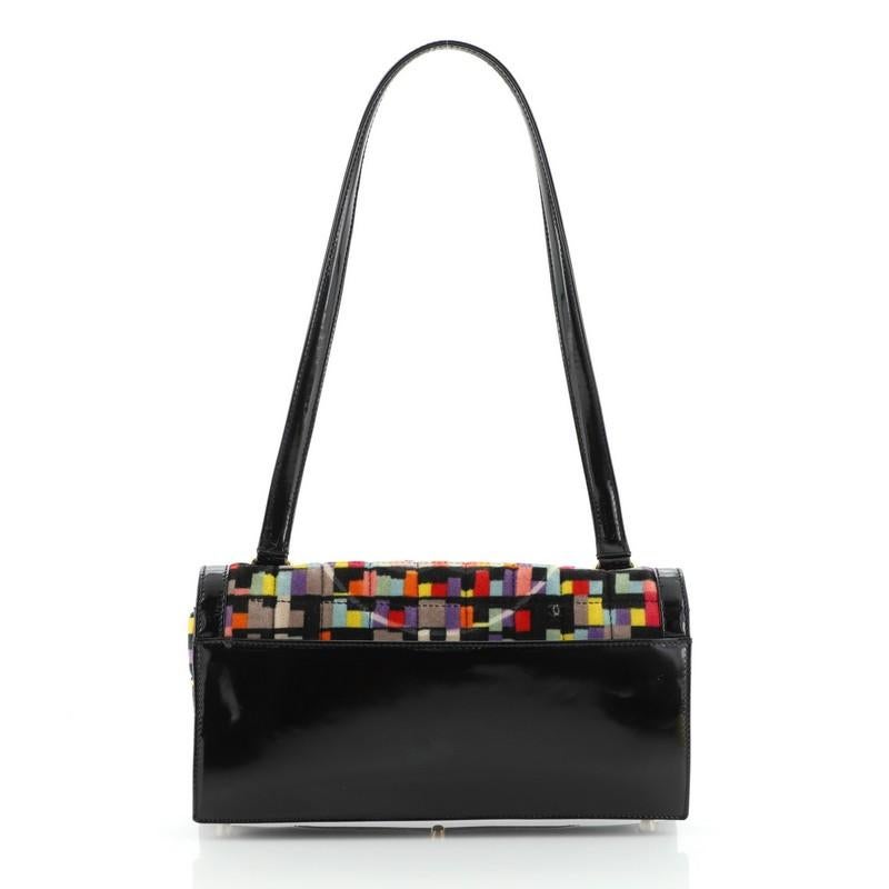 Black Chanel Vintage Reissue Flap Handbag Multicolor Quilted Velvet with Patent 
