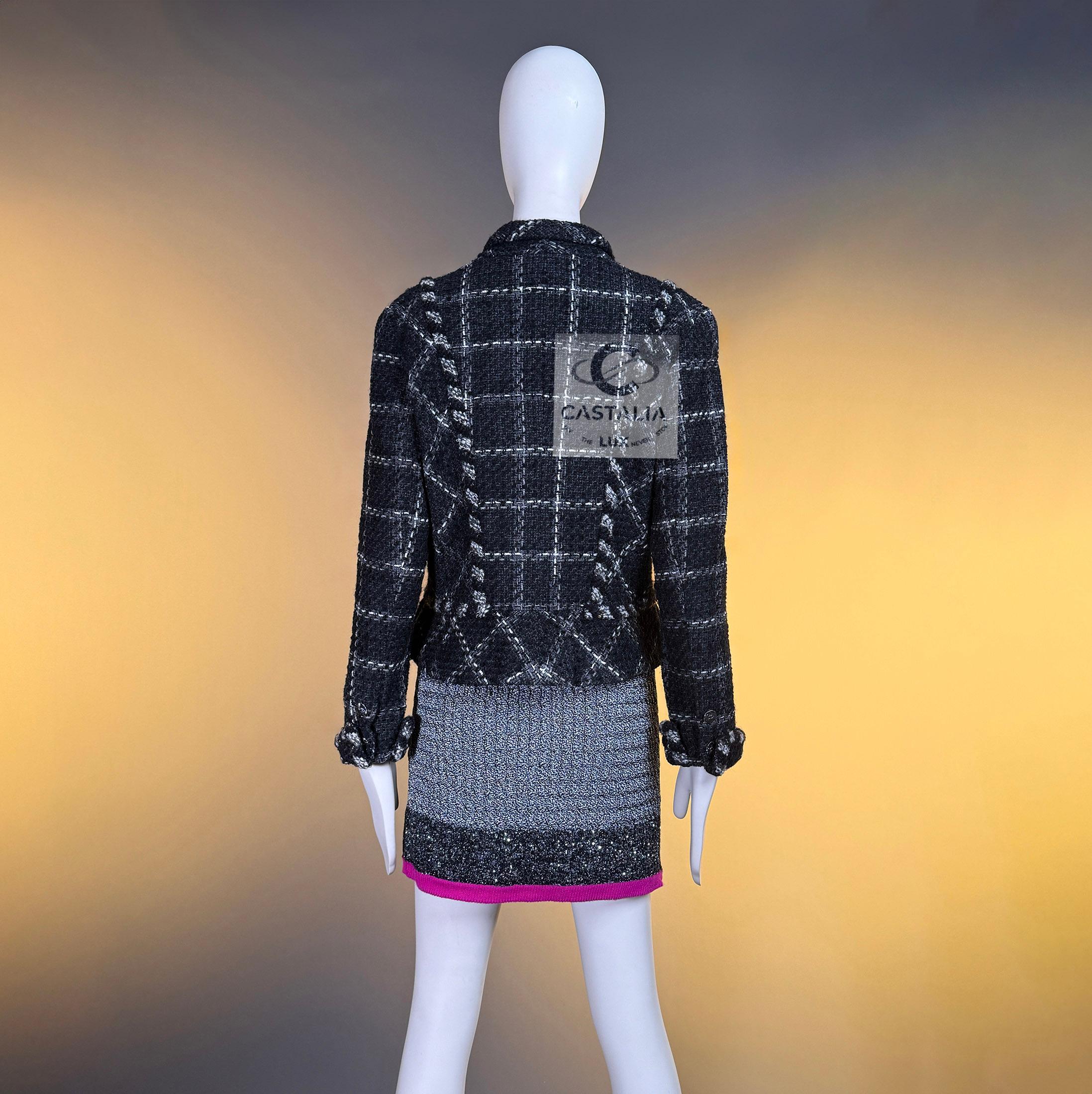 Chanel Vintage Relic Giacca in tweed nero 40 FR in vendita 8