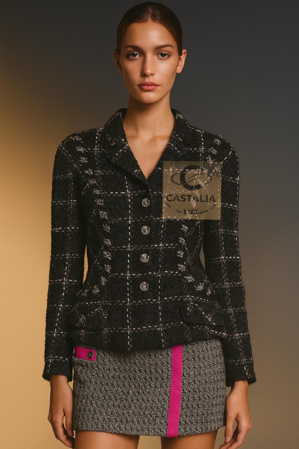 Nero Chanel Vintage Relic Giacca in tweed nero 40 FR in vendita