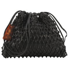 Chanel Vintage Resin Bucket Bag Woven Leather Medium