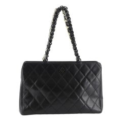 Chanel Vintage Resin Chain Zip Tote Quilted Lambskin Large