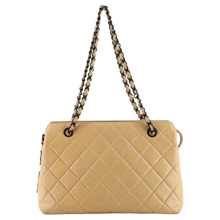 Chanel Vintage Resin Chain Zip Tote Quilted Lambskin Medium at 1stDibs