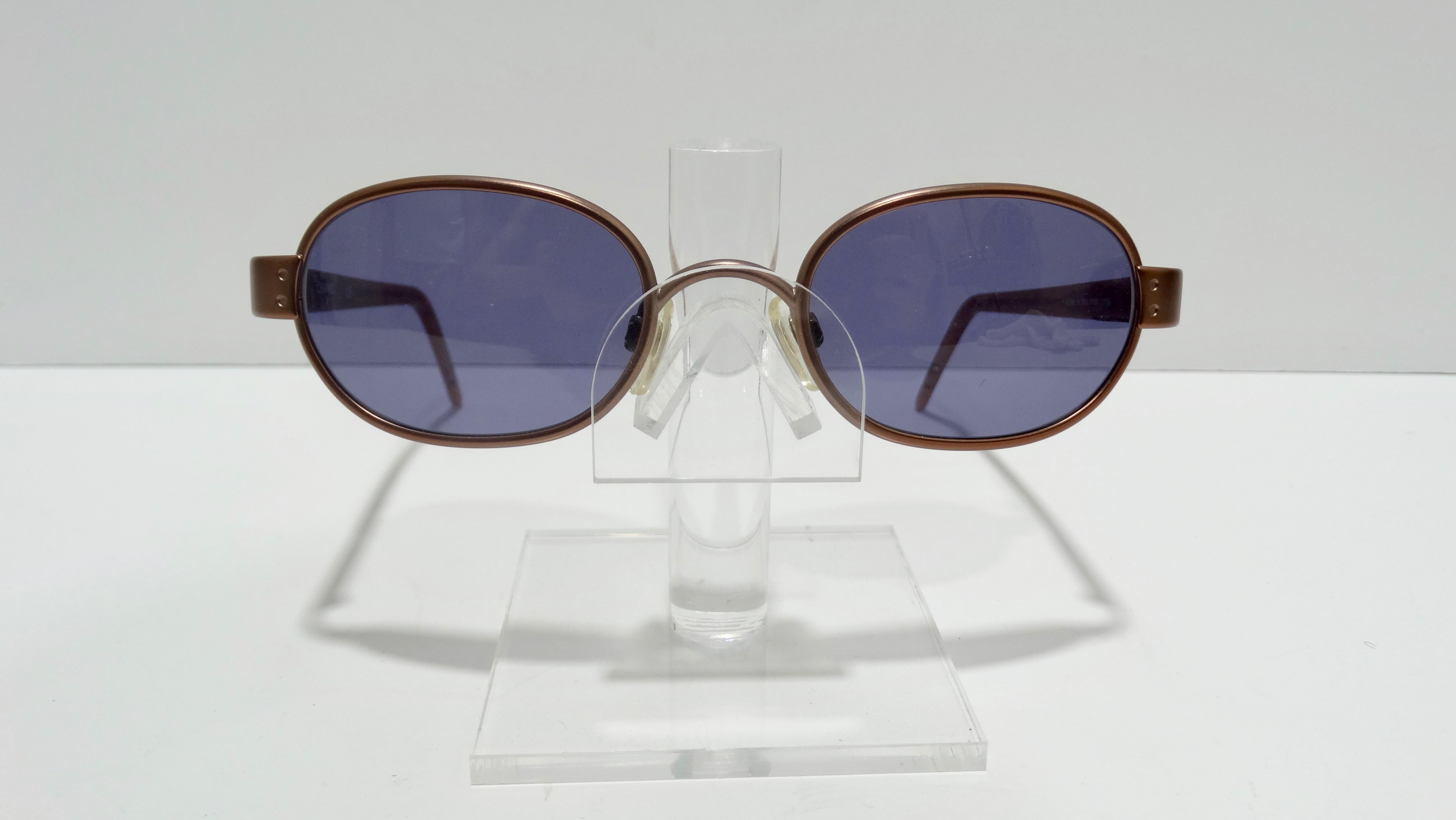 Women's or Men's Chanel Vintage Rose Bronze Oval Sunglasses For Sale